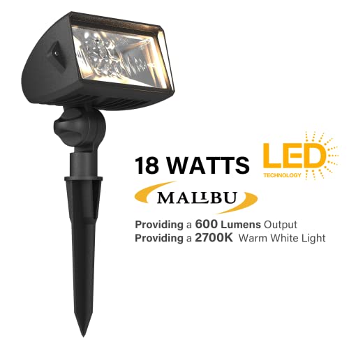 Malibu 18 Watt LED Low Voltage Landscape Floodlight with Optimal Range Wall Spotlights Waterproof Adjustable Light for Garden, Path, Lawn, Patios Security Flood Light 8401-4675-01