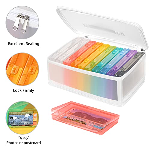 Gbivbe Photo Storage Bag 4x6, 10 Inner Large Photo Storage Box Photo Cases Store up to 1000 Photos, Photo Organizer Cards Craft Keeper with Handle for Photo Puzzles Cards Seed Packets, 9 Colors