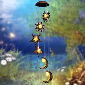 solar wind chimes for outside sun moon star hanging decor outdoor memorial sympathy wind chimes for garden patio balcony birthday women mom grandmom gifts from daughter