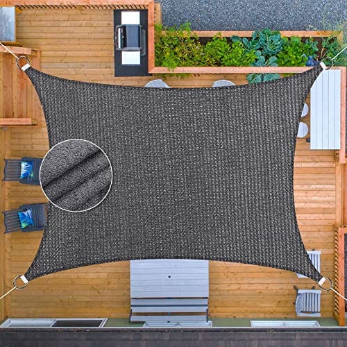 Neween Sun Shade Sail 10' x 13' Rectangle UV Block Sail Shade Canopy Cover, 180 GSM Permeable Outdoor Backyard Shade Sail Pergolas Top Sunshade Cover for Garden Patio Playground, Gray