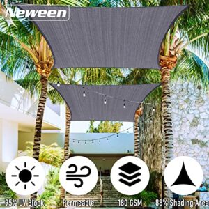 Neween Sun Shade Sail 10' x 13' Rectangle UV Block Sail Shade Canopy Cover, 180 GSM Permeable Outdoor Backyard Shade Sail Pergolas Top Sunshade Cover for Garden Patio Playground, Gray