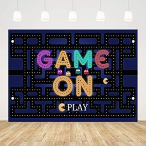 video game on backdrop girls boys maze photography background 7x5ft colorful lights game on birthday party supplies kids adults gaming party decorations baby shower cake table photo booth props