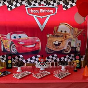 Botong 7x5ft Cartoon Car Birthday Party Themed Backdrops Car Racing Story Black White Grid Red Photo Backgrounds for Photography Birthday Party Banner