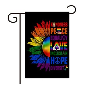 sunflower pride flag kindness peace equality love inclusion hope diversity garden flag 12×18 vertical double sided be kind yard sign lgbt community outdoor spring summer fall winter decorations
