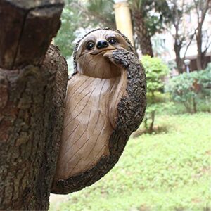 hao sloth tree hugger decoration, garden peeker sloth sculptures, animal art yard outdoor decoration figurine, gifts and garden décor face for trees