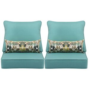 aoodor 24” x 24” patio furniture outdoor deep seat single chair sofa cushion back olefin fabric slipcover sponge foam – blue color set of 6 (2 back 2 seater 2 pillow)