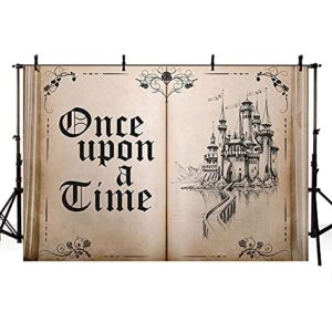 ABLIN 8x6ft Fairy Tale Books Backdrop Old Opening Book Once Upon a Time Ancient Castle Princess Romantic Story Photo Background Wedding Birthday Party Decorations Banner Props