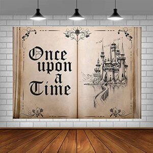 ABLIN 8x6ft Fairy Tale Books Backdrop Old Opening Book Once Upon a Time Ancient Castle Princess Romantic Story Photo Background Wedding Birthday Party Decorations Banner Props