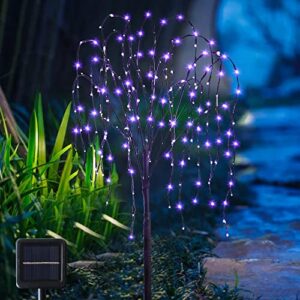 oolaloo outdoor tree solar willow tree 4.6 ft artificial plant for garden waterproof with blink modes for patio decor (purple)
