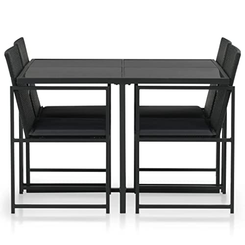 vidaXL Patio Dining Set with Cushions 9 Pieces Garden Courtyard Poolside Furniture Dinner Tables and Chairs with Pads Poly Rattan Black