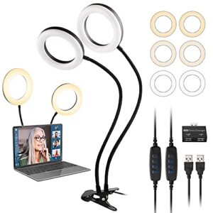 dual ring light for laptop, computer, upxdumi 6 inch desk circle light with flexible arm for video conferencing, zoom meetings, streaming, webcam lighting, video recording, photography, makeup
