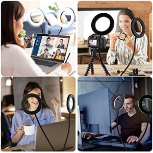 Dual Ring Light for Laptop, Computer, UPXDUMI 6 inch Desk Circle Light with Flexible Arm for Video Conferencing, Zoom Meetings, Streaming, Webcam Lighting, Video Recording, Photography, Makeup