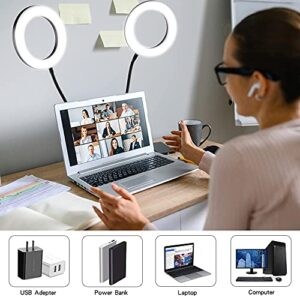 Dual Ring Light for Laptop, Computer, UPXDUMI 6 inch Desk Circle Light with Flexible Arm for Video Conferencing, Zoom Meetings, Streaming, Webcam Lighting, Video Recording, Photography, Makeup