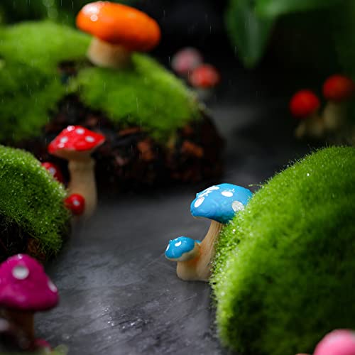 Yulejo 120 Pcs Cute Tiny Mushrooms Bulk Mini Miniature Figurines Fairy Mushroom Decor Garden Mushroom Statue Mini Mushrooms Ornament for Plant Micro Landscape Bonsai Craft(,Multicolor)