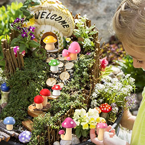 Yulejo 120 Pcs Cute Tiny Mushrooms Bulk Mini Miniature Figurines Fairy Mushroom Decor Garden Mushroom Statue Mini Mushrooms Ornament for Plant Micro Landscape Bonsai Craft(,Multicolor)