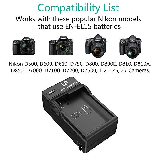 EN-EL15 EN EL15a Battery Charger, LP Charger Compatible with Nikon D7500, D7200, D7100, D7000, D850, D750, D500, D810a, D810, D800e, D800, D610, D600 & More