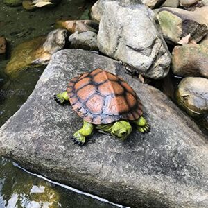abhao turtle tortoise sculptures, garden patio lawn yard art resin decorations outdoor garden decor, 8.6 inches turtle yard decorations outdoor, full color