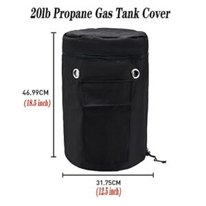 TUYUU Propane Tank Cover,Propane Tank Covers 20LB with Stable Tabletop,RV Propane Tank Cover Gas Tank Cover 2 Pockets 4 Holes.Waterproof Propane Tank Cover for Home & Outdoor.Black