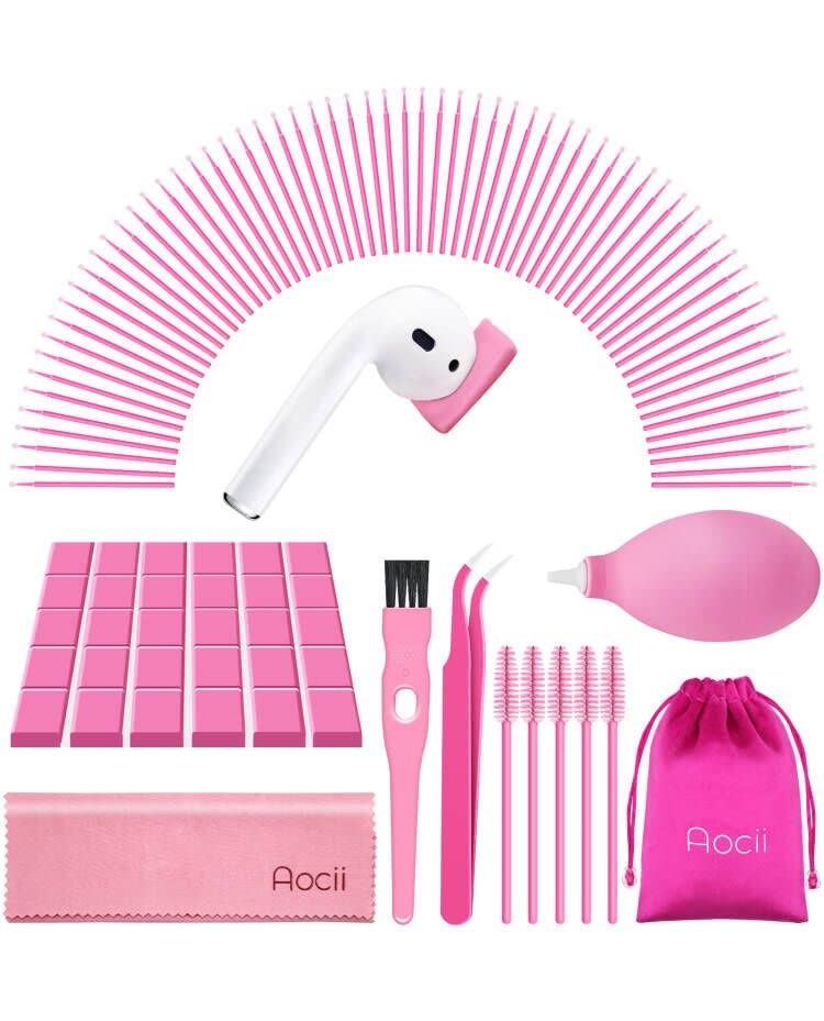 Aocii Cleaner kit for Airpod, Cleaning Putty Compatible with Airpod 3 Airpods pro, Phone Charging Port Cleaning Tool, Pink Cleaner kit for iPhone/Speaker/Earbud, Electronics Cleaner, Gift for Women