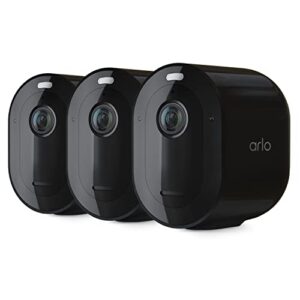 arlo pro 4 spotlight camera – 3 pack – wireless security, 2k video & hdr, color night vision, 2 way audio, wire-free, direct to wifi no hub needed, black – vmc4350b