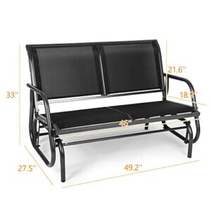 Vilobos 2 Seats Outdoor Patio Glider, Garden Loveseat Seating Swing Bench, Breathable Gliding Bench Chair with Anti-Rust Coating for 2-Person