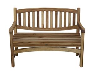 ecodecors kent outdoor bench teak wood garden bench patio bench with armrests and backrest, yard benches for indoor and outdoors- natural teak