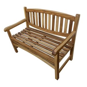 EcoDecors Kent Outdoor Bench Teak Wood Garden Bench Patio Bench with Armrests and Backrest, Yard Benches for Indoor and Outdoors- Natural Teak