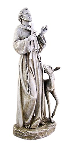 Saint Francis of Assisi with Deer Resin Home Garden Statue, 14 Inch