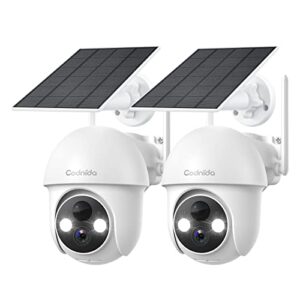security camera wireless outdoor,2k solar security camera,battery powered surveillance cameras for home with night vision,ptz control,2-way audio,motion detection,compatible with alexa(2 pack)