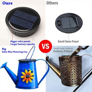 Blue Solar Watering Can with Light,Solar Powered Waterfall Lights 1 Pack 60 LED(Includes Shepherd Hook) for Garden,Yard, Path, Christmas Holiday Decoration