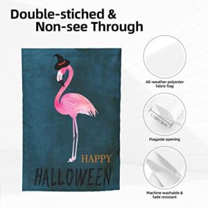 Mr.Tom Flamingo Halloween Garden Flag 12x18 inch Double Sided Yard Fall Welcome Flags for Halloween Thanksgiving Day Party Home Decor Winter Lawn Decoration