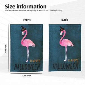 Mr.Tom Flamingo Halloween Garden Flag 12x18 inch Double Sided Yard Fall Welcome Flags for Halloween Thanksgiving Day Party Home Decor Winter Lawn Decoration