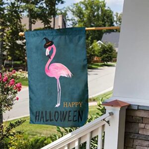 Mr.Tom Flamingo Halloween Garden Flag 12x18 inch Double Sided Yard Fall Welcome Flags for Halloween Thanksgiving Day Party Home Decor Winter Lawn Decoration