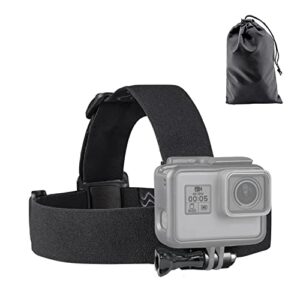 haoyou head strap mount with storage bag, compatible with gopro hero 11/10/9/8/7/6/5/4/3+/3/session/hero 2018/akaso/dji osmo and more action cameras