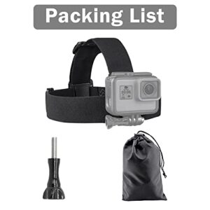 Haoyou Head Strap Mount with Storage Bag, Compatible with Gopro Hero 11/10/9/8/7/6/5/4/3+/3/Session/Hero 2018/Akaso/DJI Osmo and More Action Cameras