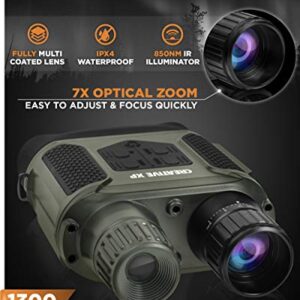 CREATIVE XP Night Vision Goggles - GlassCondor Pro - Digital Military Binoculars w/Infrared Lens, Tactical Gear for Hunting & Security, Green