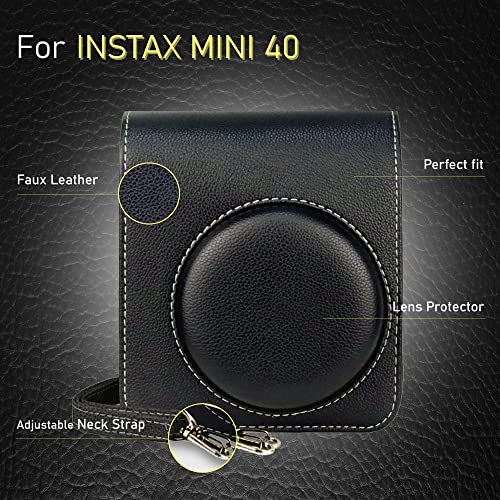 Fujifilm Instax Mini 40 Instant Camera Black + Fujifilm Instax Mini Twin Pack Instant Film (20 Sheets) + Case