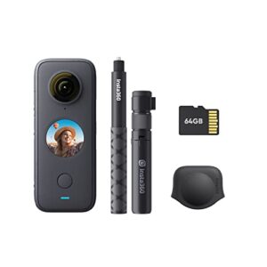 insta360 one x2 360 degree waterproof action camera, 5.7k 360, stabilization, touch screen, ai editing, live streaming, webcam, voice control