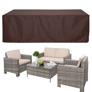 qiaoh garden furniture covers waterproof 46x46x29.6in, patio set covers rectangle outdoor table chairs covers ​protector, 420d heavy duty, windproof, anti-uv, rattan patio furniture cover