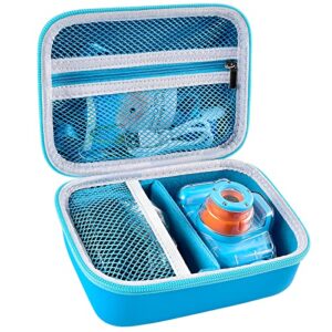 kids camera case compatible with agoigo/for seckton/for deker/for miiulodi/for yoophane digital waterproof camera. portable camera storage box for cable, memory card and accessories(bag only)-blue