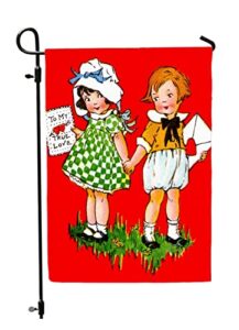 happy valentine’s day garden flag – retro valentines day yard flag – valentines day garden flags 12×18 double sided – red vintage garden flag design by jolly jon