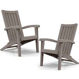 yitahome adirondack chairs for outdoor patio, weatherproof maintenance-free patio chair, easy assembly, screw hidden outdoor chairs for fire pit, deck, garden, yard, campfire, 2 pack, taupe