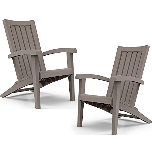 YITAHOME Adirondack Chairs for Outdoor Patio, Weatherproof Maintenance-Free Patio Chair, Easy Assembly, Screw Hidden Outdoor Chairs for Fire Pit, Deck, Garden, Yard, Campfire, 2 Pack, Taupe