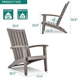 YITAHOME Adirondack Chairs for Outdoor Patio, Weatherproof Maintenance-Free Patio Chair, Easy Assembly, Screw Hidden Outdoor Chairs for Fire Pit, Deck, Garden, Yard, Campfire, 2 Pack, Taupe