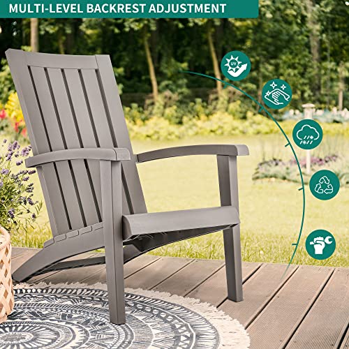 YITAHOME Adirondack Chairs for Outdoor Patio, Weatherproof Maintenance-Free Patio Chair, Easy Assembly, Screw Hidden Outdoor Chairs for Fire Pit, Deck, Garden, Yard, Campfire, 2 Pack, Taupe