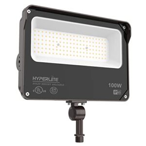 hyperlite led flood light 100w flood lights outdoor with knuckle mount 11000lm 5000k daylight ip65 waterproof outdoor flood lights for yard,garden,playground ul certified