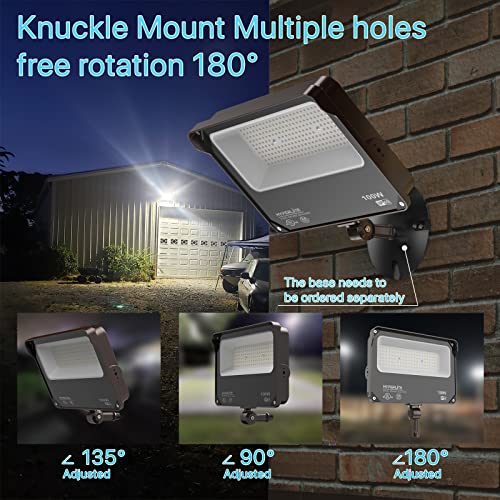 HYPERLITE LED Flood Light 100W Flood Lights Outdoor with Knuckle Mount 11000LM 5000K Daylight IP65 Waterproof Outdoor Flood Lights for Yard,Garden,Playground UL Certified