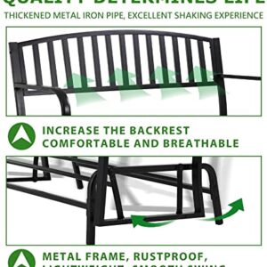 FDW Patio Glider Bench Garden Bench for Patio Outdoor Bench Metal Bench Park Bench Cushion for Yard Porch Clearance Work Entryway
