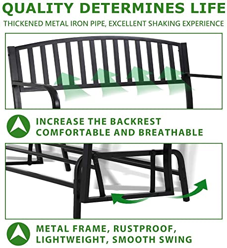 FDW Patio Glider Bench Garden Bench for Patio Outdoor Bench Metal Bench Park Bench Cushion for Yard Porch Clearance Work Entryway