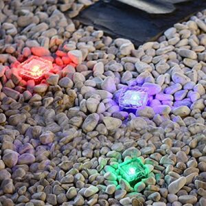JHBOX Paver Lights Solar Brick 6 Pack, Colorful Christmas Holiday Decorative Garden Lights Square Pavers for Outside, Solar Powered Glass Bricks Outdoor Patio Pavers for Garden Walkway, Pathway, Steps